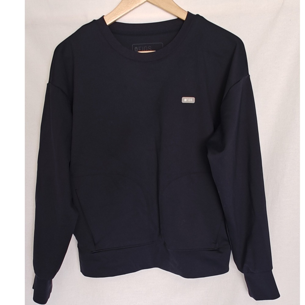 FIGS Cornelia Crew Neck Scrub Top Medium Navy Blue FIONx Long Sleeve - Picture 2 of 8